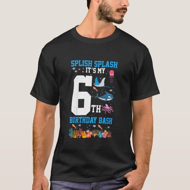 Camiseta Crianças Espalham 6 de Aniversário Bacia Futuro Fu (Frente)