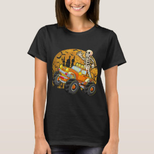 Camiseta Crianças Esqueletrizando Caminhão Monstro Hallowee