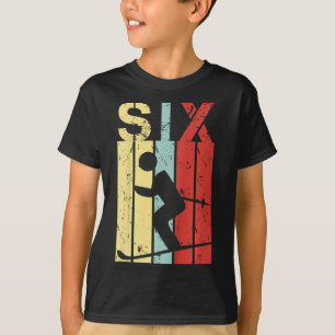 Camiseta Crianças Esquiando 6 Aniversário Menino Menina Esq