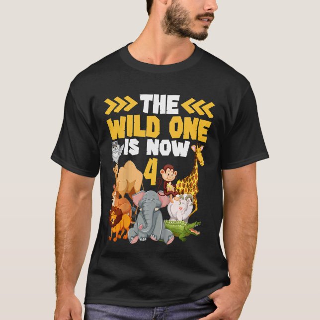 Camiseta Crianças, Esse Selvagem Agora É 4 Zoo Safari 4º Na (Frente)