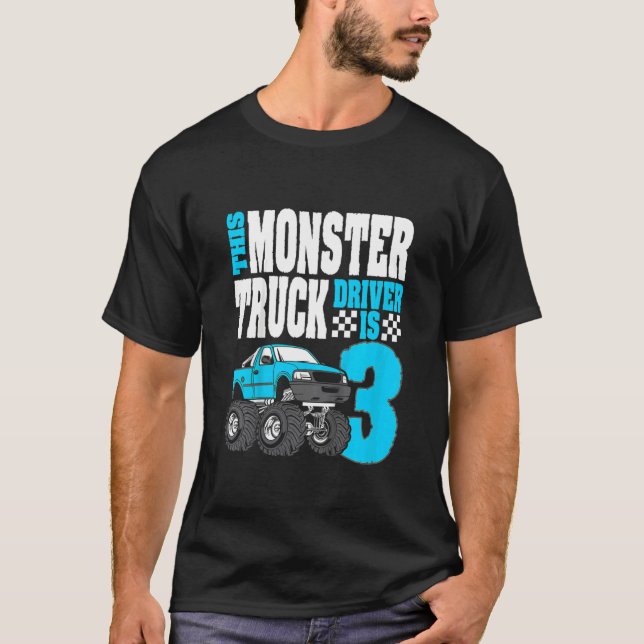 Camiseta Crianças Este Monster Truck Driver É 3 Aniversário (Frente)