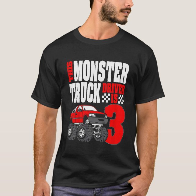Camiseta Crianças Este Monster Truck Driver É 3 No Topo De  (Frente)