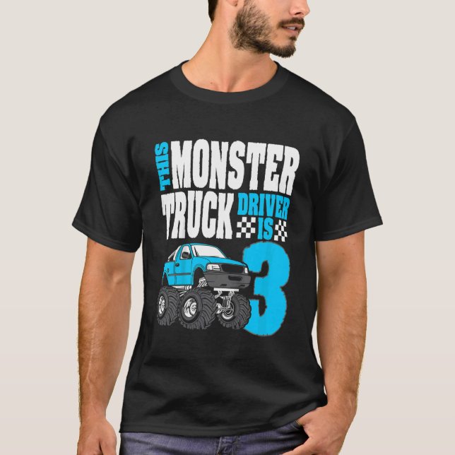 Camiseta Crianças Este Monster Truck Driver É 3 No Topo De  (Frente)