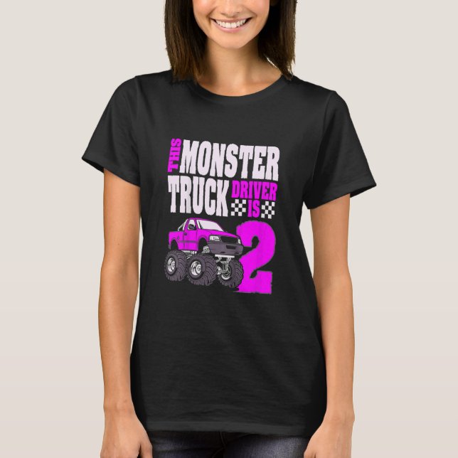 Camiseta Crianças Este Motorista Monster É 2 Aniversário No (Frente)