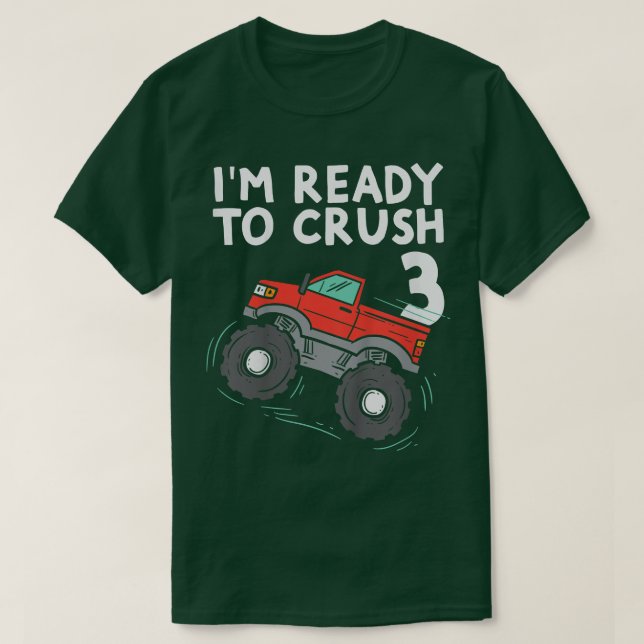 Camiseta Crianças Estou Pronta Para Esmagar 3 Monstros De C (Frente do Design)