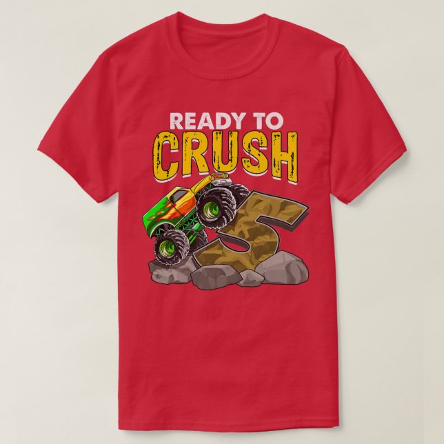 Camiseta Crianças, estou pronto para esmagar sendo 5 Monstr (Frente do Design)
