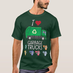 Camiseta Crianças Eu Adoro Caminhões De Lixo Reciclagem Lix