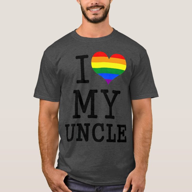 Camiseta Crianças Eu Amo Meu Tio LGBT Sinalizador Gay Tio (Frente)