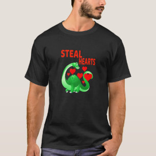Camiseta Crianças Eu Roubo Corações Rex Dino Baby Boy Valen