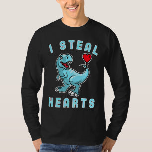 Camiseta Crianças Eu Roubo Corações Trex Dino Fofo Bebê Men