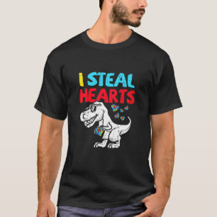 Camiseta Crianças Eu Roubo Corações Trex Dinossauro Bonito