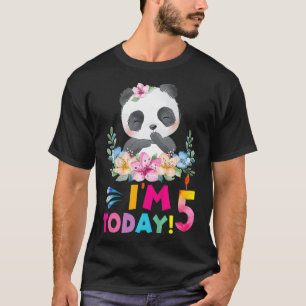 Camiseta Crianças Eu Sou 5 Hoje Panda Festa de aniversário 