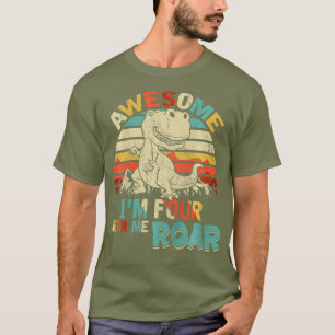 Camiseta Crianças Eu sou Quatro Me Ouvem Roar Dinossauro A