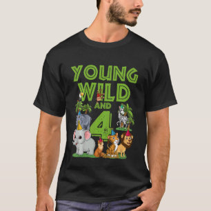 Camiseta Crianças, eu sou selvagem e 4 anos, 4 anos, 4 anos