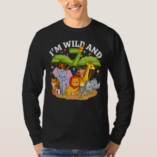 Camiseta Crianças eu sou selvagem e 7 Zoo Tema 7 de Anivers