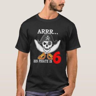 Camiseta Crianças Eu Sou Um Garoto Pirata Capitão 6 Birthda