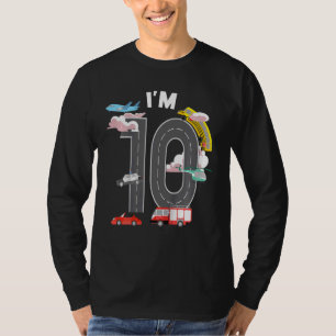 Camiseta Crianças, eu tenho 10 anos, avião de bombeiros de 