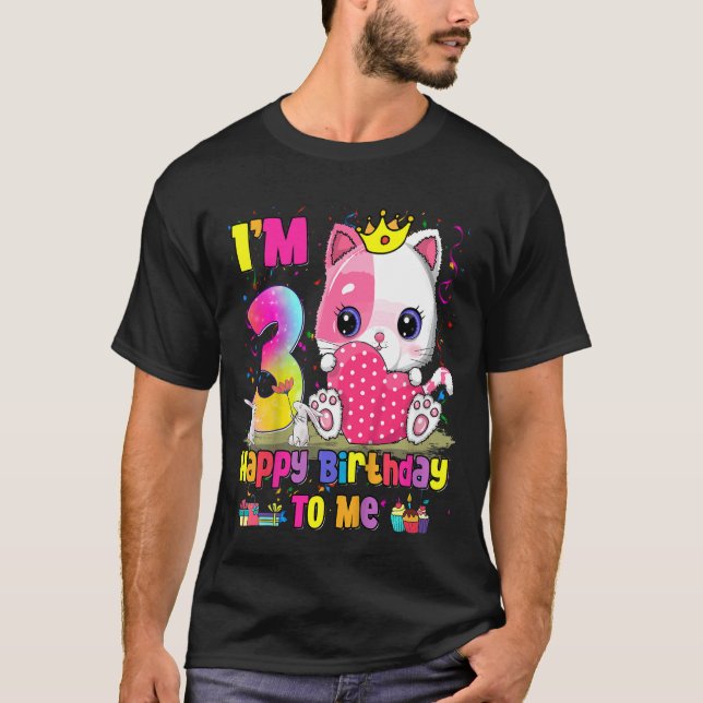 Camiseta Crianças, eu tenho 3 anos, garotas aniversário de  (Frente)