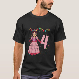 Camiseta Crianças eu tenho 4 anos com princesa aniversários