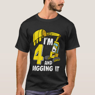Camiseta Crianças, eu tenho 4 anos e escavando 4 anos, garo