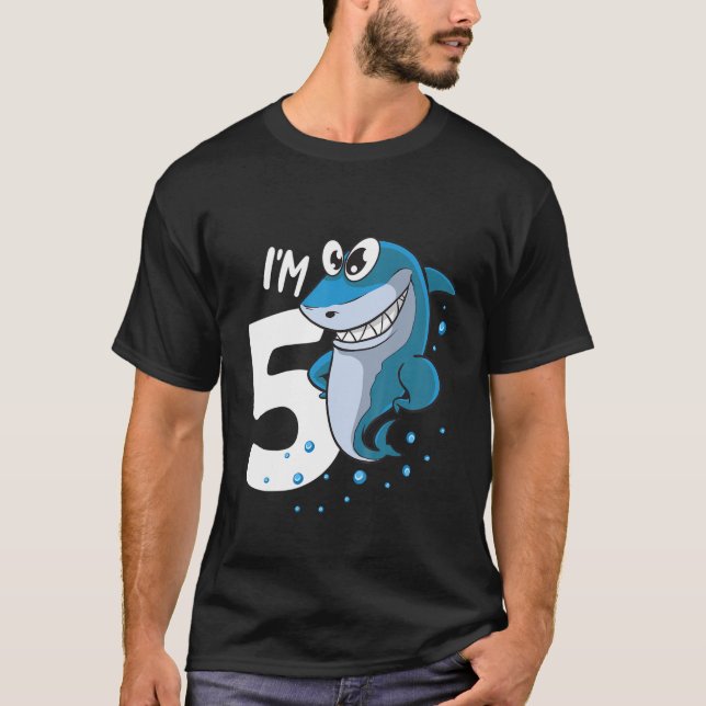 Camiseta Crianças, eu tenho 5 anos de idade 5 de tubarão An (Frente)