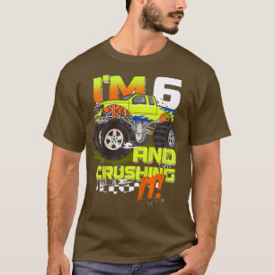 Camiseta Crianças, eu tenho 6 anos e esmago-o. Caminhão mon