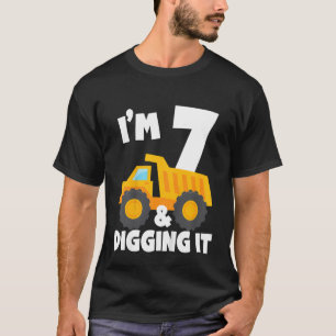 Camiseta Crianças, eu tenho 7 anos e escavando a construção