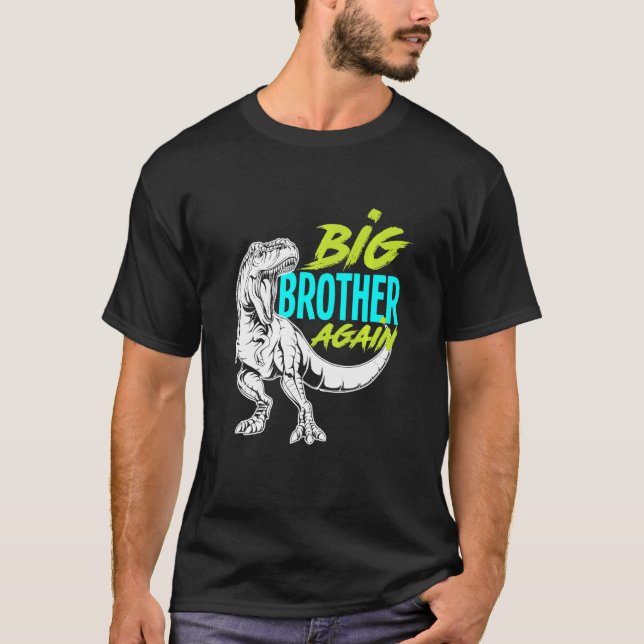 Camiseta Crianças, eu vou ser um grande irmão de novo Dinos (Frente)