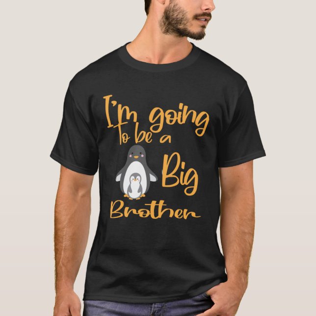 Camiseta Crianças, eu vou ser um grande pinguim-irmão promo (Frente)