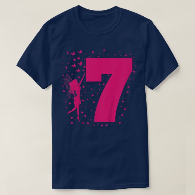 Camiseta Crianças Fadas Fadas Aniversário 7 7 7 7 anos Meni (Frente do Design)