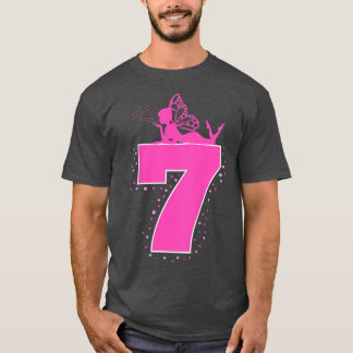 Camiseta Crianças Fadas Fadas Aniversário 7 7 7 7 anos Meni