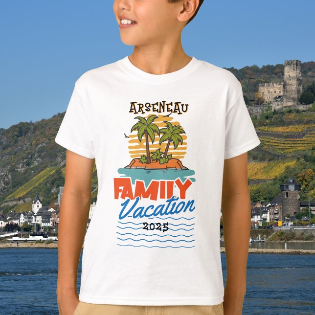Camiseta Crianças — Família Sunset Cruzeiro Personalizar (Childs Family Vacation Shirt, personalize)