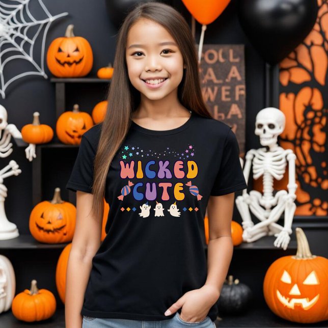 Camiseta Crianças Fantasmas do Feliz Halloween (Wicked Cute Ghost Halloween T-shirt for Kids)