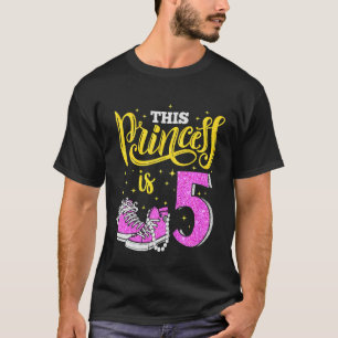 Camiseta Crianças Feliz 5 de Aniversário Para Meninas Tênis