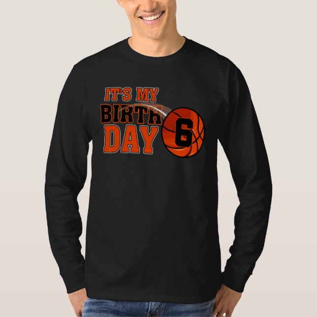 Camiseta Crianças Feliz Aniversário 6 de 6 Anos Meninos De  (Frente)