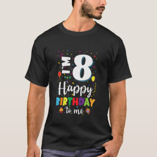 Camiseta Crianças Feliz Aniversário 8 Anos Meninas 8