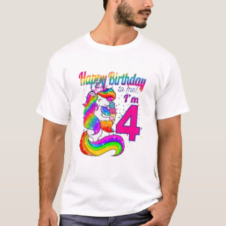 Camiseta Crianças Feliz Aniversário Para Mim Eu tenho 4 ano