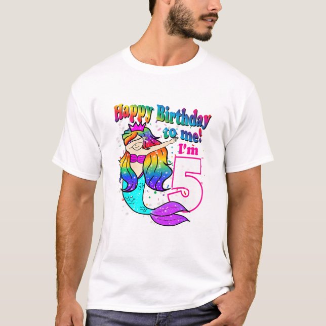 Camiseta Crianças Feliz Aniversário Para Mim! Tenho 5 anos  (Frente)