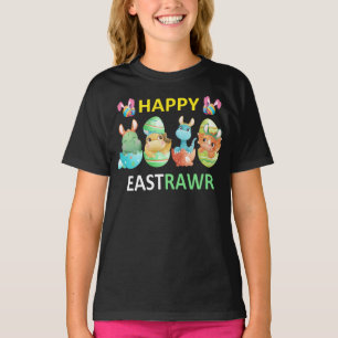 Camiseta Crianças Feliz Eastrawr Cute Trex Dinossaur Páscoa