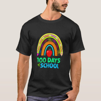 Camiseta Crianças Felizes 100 dias de Escola Lápis Arco-íri