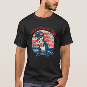 Camiseta Crianças FELIZES 4º de JULY Amerisaurus T Rex Red