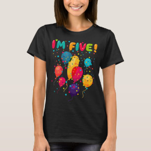 Camiseta Crianças felizes 5 balões de festa de aniversário