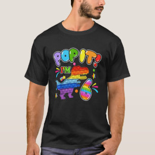 Camiseta Crianças Felizes 6 Pop De Aniversário Dinossauro T