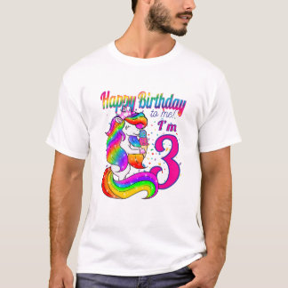 Camiseta Crianças Felizes Aniversário Para Mim Eu tenho 3 a