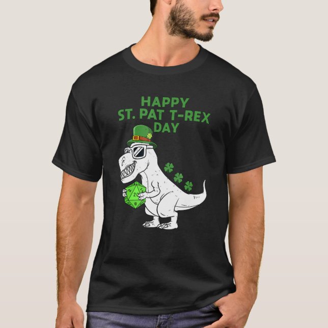 Camiseta Crianças Felizes Dia dos Patricks Dinossauro Sortu (Frente)