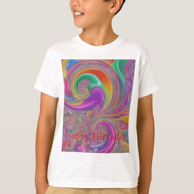 Camiseta Crianças Felizes e Coloridas de Aniversário (Frente)
