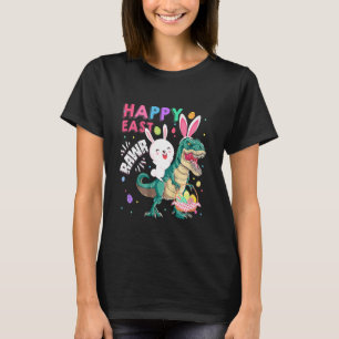 Camiseta Crianças Felizes Eastrawr T Rex Bunny Dinosaur Pás