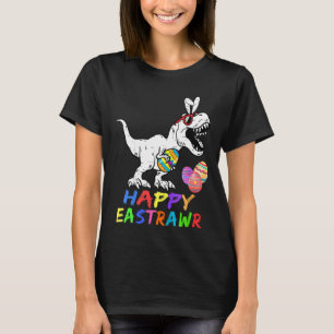 Camiseta Crianças Felizes Eastrawr Trex Páscoa Coelhinho de