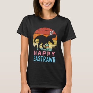 Camiseta Crianças Felizes Eastrawr Trex Retro Páscoa Dinoss