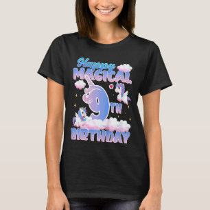Camiseta Crianças Felizes Magos 9.º Aniversário Voando Unic